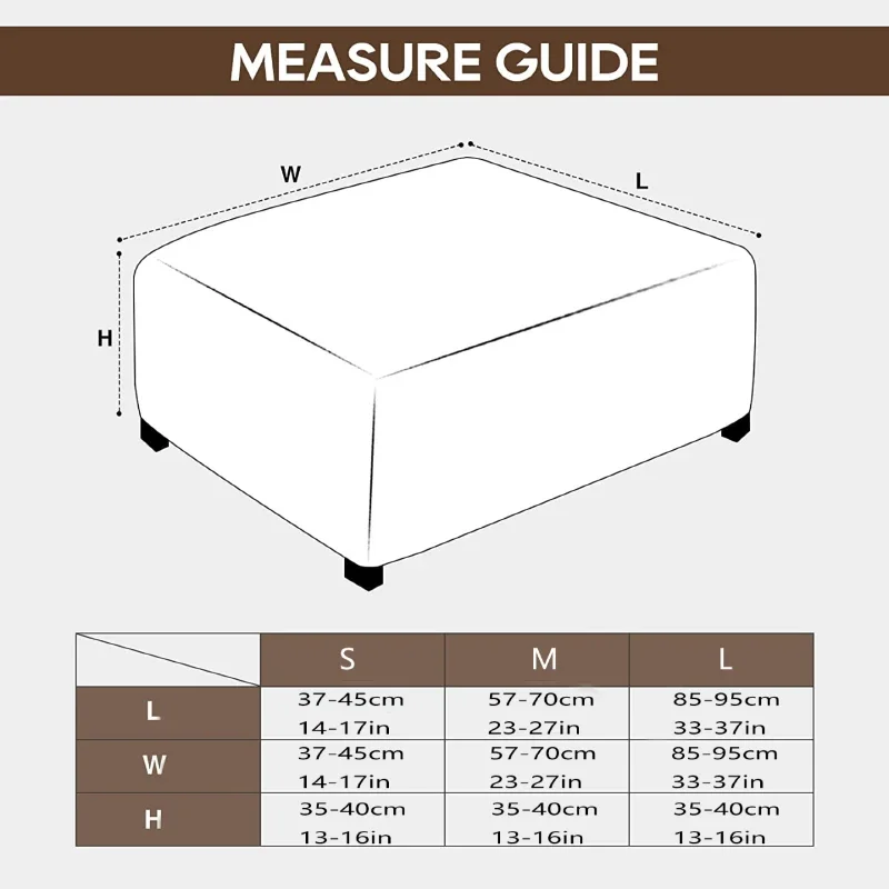 3 Sizes Square Jacquard Durable Customized Stretch Footrest Ottoman Cover Folding Storage Stool Furniture Protector Slipcover