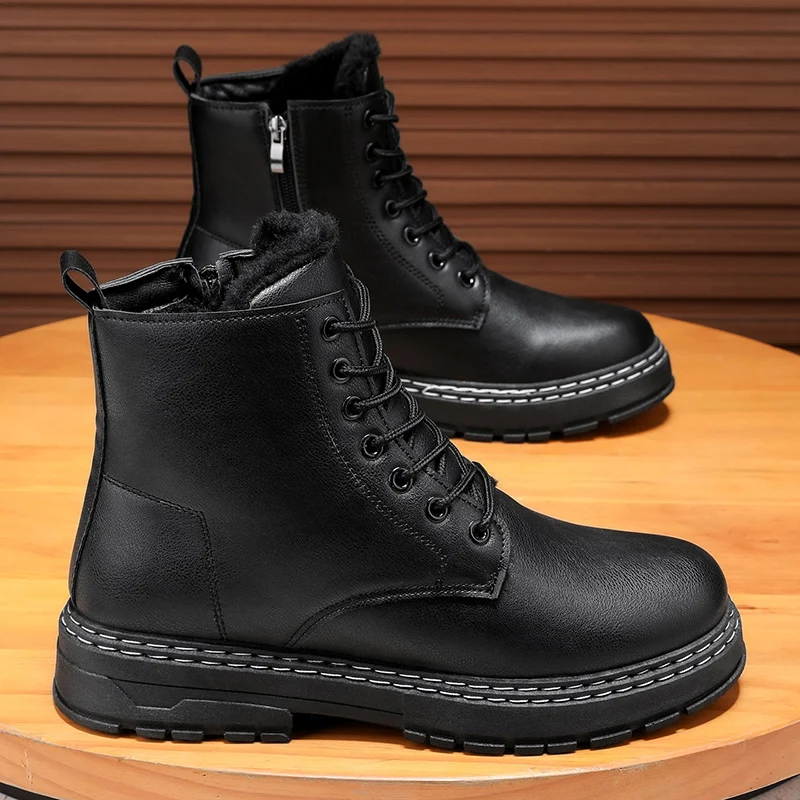 

Men's new comfort winter plus size high top shoes fashion casual shoes indoor slip-resistant wear-resistant thicken leather boot