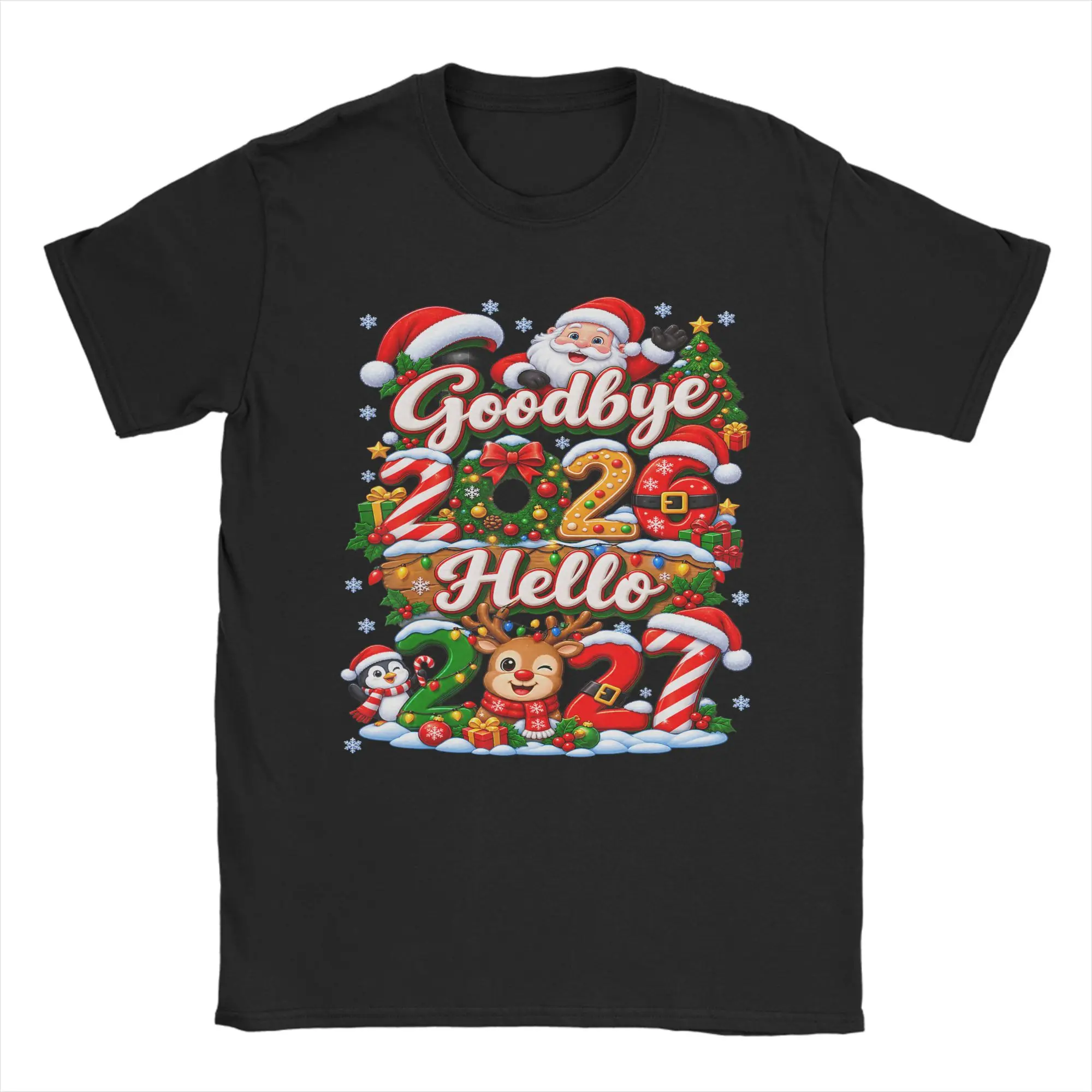 Goodbye 2026 Hello 2027 T Shirt  Novelty T Shirts Short Sleeve Vintage Tops Summer Pure Cotton Comfortable Oversize Top Tees