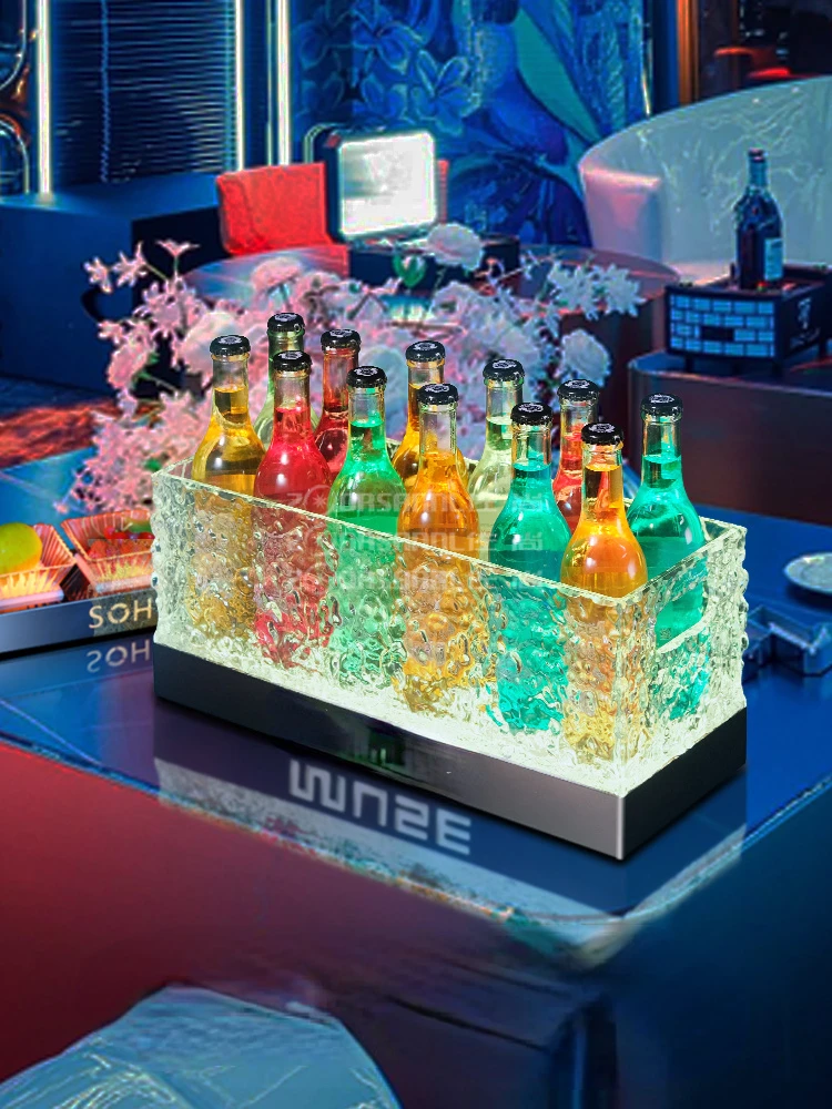 Luminous wine basket ice bucket commercial acrylic champagne bucket led beer box party ktv cocktail