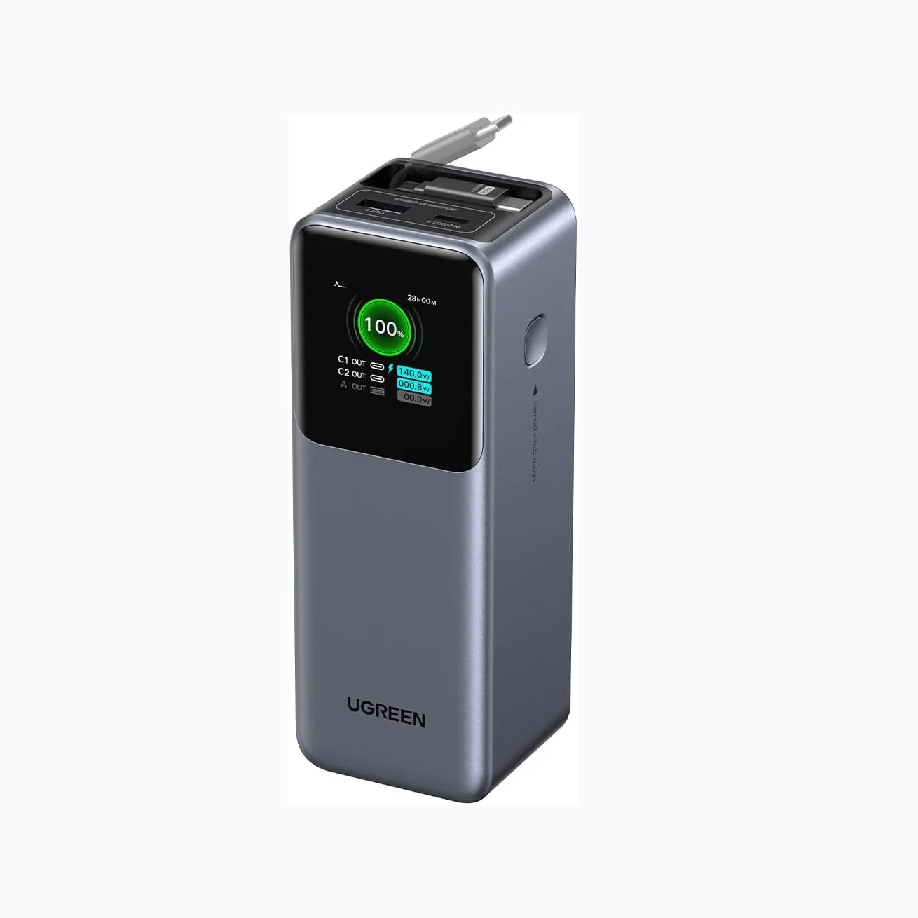 

UGREEN Nexode Power Bank 20000mAh 165W with Built-in USB C Cable Laptop Travel Portable Charger, 100W Input Fast Charging