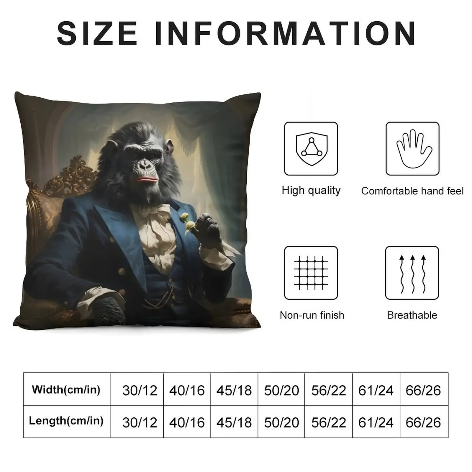 Dapper Gorilla Portrait Art Throw Pillow Decorative Cushions For Living Room Cusions Cover Ornamental Pillow pillow