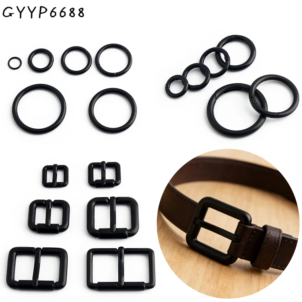 20/50/100PCS Black Spring O Rings Round Carabiner Key Ring Trigger Snap Buckle For Webbing Bags Strap Pin Buckles Accessories