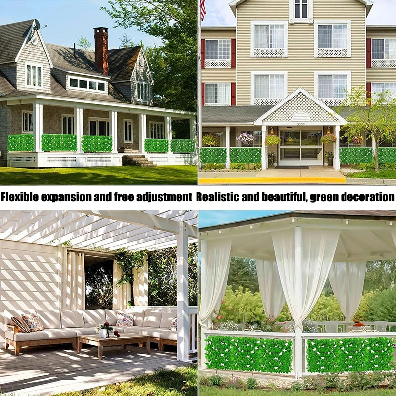 40cmTelescopic Fence Artificial Leaves Plastic Plant Fake Flower Simulation Fence Garden Yard Wall Decor Home Landscape Ornament