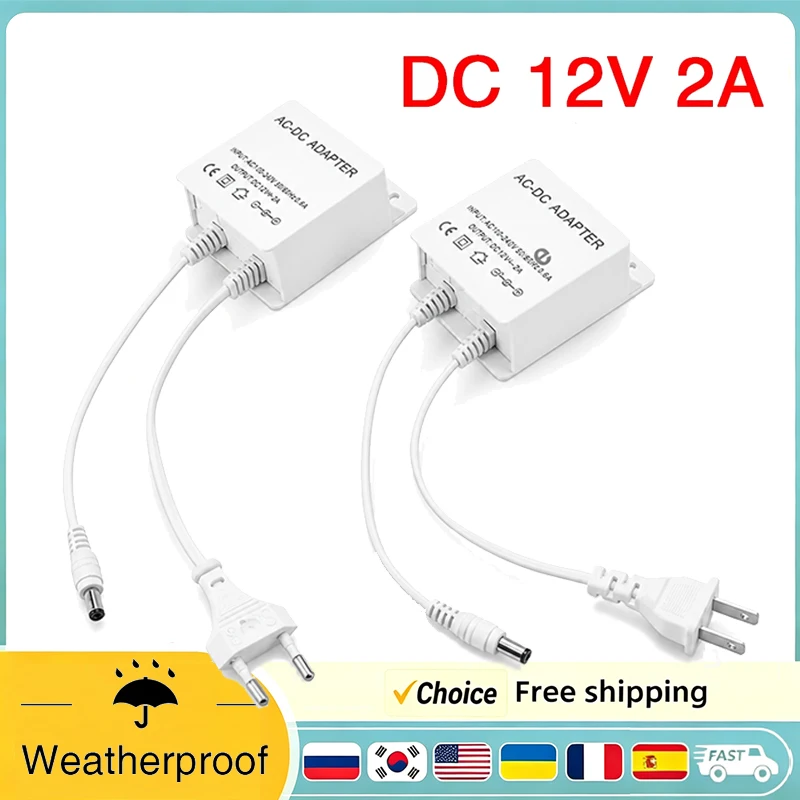 DC 12V 2A Power Supply For PTZ Camera Transformer AC 100V-240V to DC 12V For PTZ WiFi IP Camera 12V 2A EU/US Power Plug