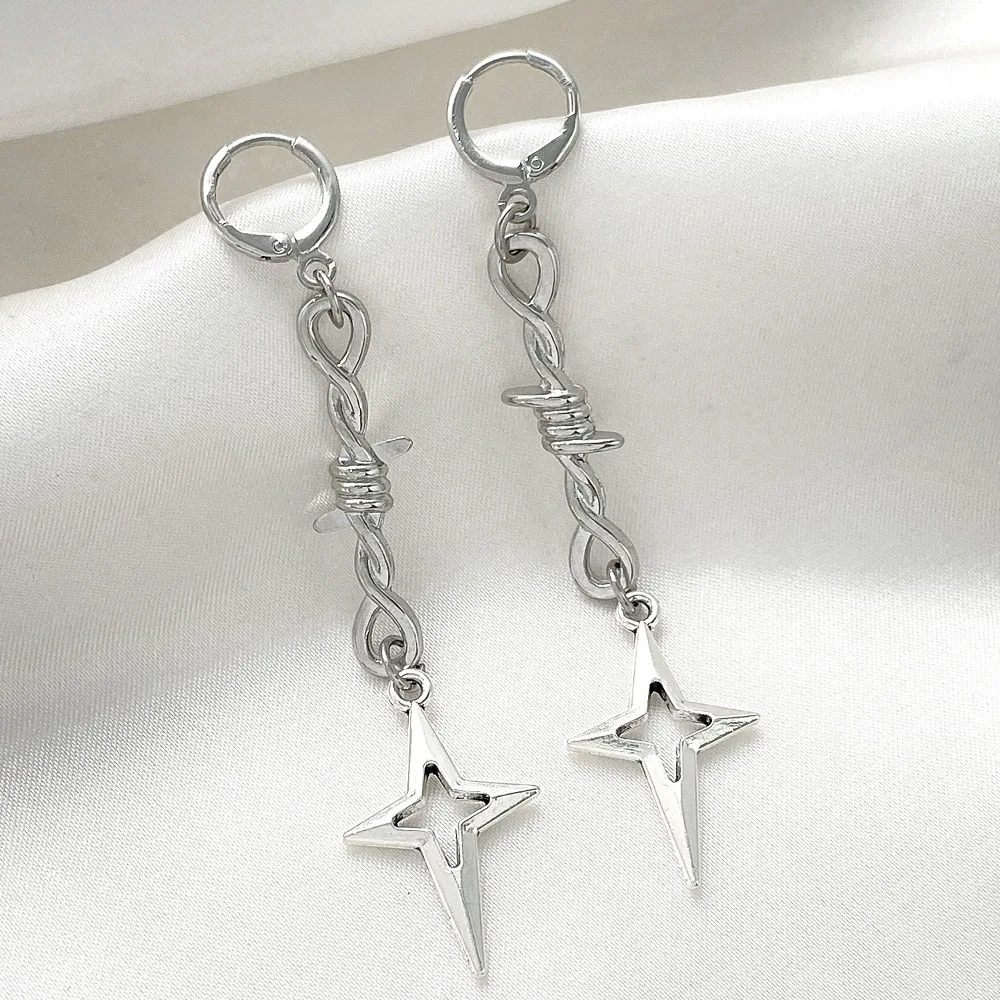 Fashion Minimalism Sliver Color Stereo Smooth Surface Heart-shaped Pendant Dangle Earrings for Women Hip-hop Punk Y2k Jewelry