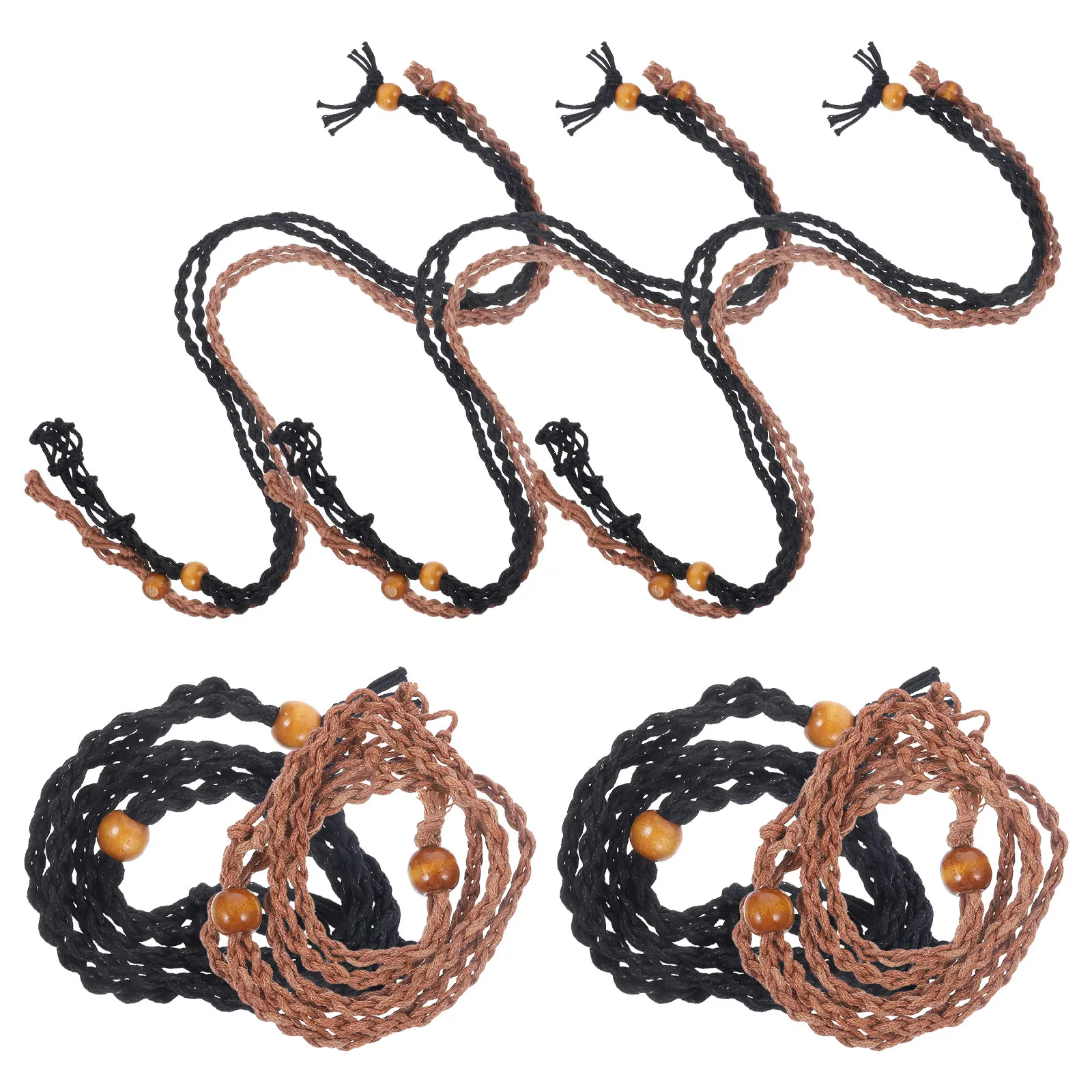 

10pcs Stone Cage Pendant Necklace Holder Diy Woven Net Design Adjustable Rope Vintage Handmade Replacement Cord For Necklace