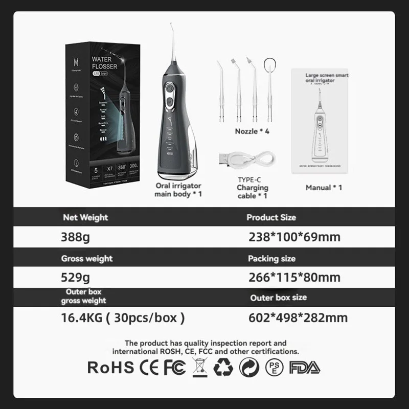 Dispositivo de riego arterial eléctrico para el hogar, conveniente dispositivo de belleza dental, hilo dental de agua, irrigador de cálculo dental, oral c