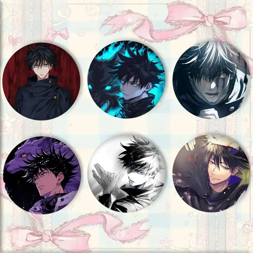 Anime Jujutsu K-Kaisen Fushiguro Megumi Badges Round Cosplay Pin Bag Decor Fans Collect Friends Gifts Brooch