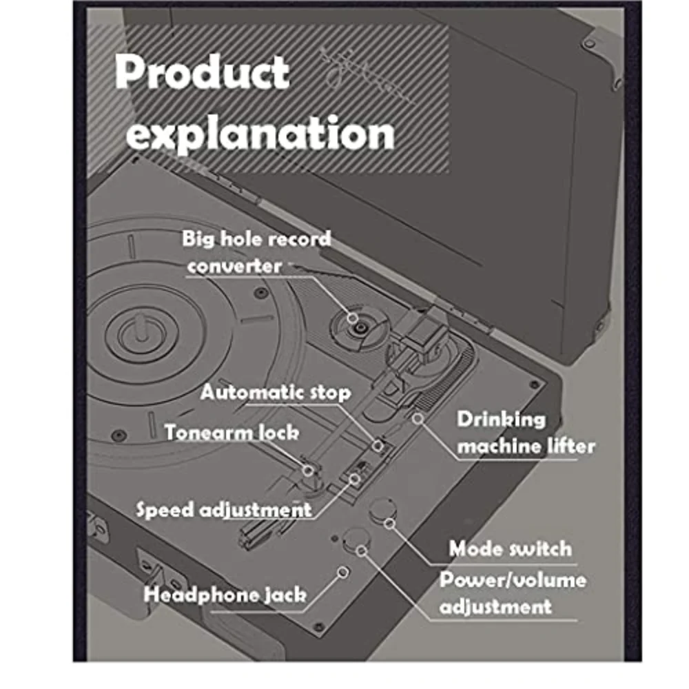 Hooqu أعلى جودة خمر الرجعية خشبية مشغل تسجيلات من الفينيل العتيقة القرص الدوار سطح المكتب USB BT الموسيقى مكبرات صوت ستيريو الفونوغراف #6