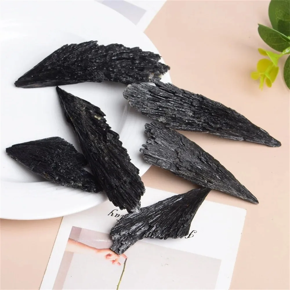 Wholesale natural black tourmaline fan raw stone mineral specimen stone black raw ore tourmaline feather