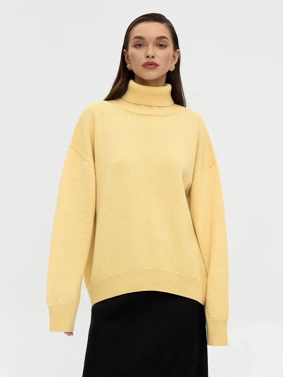 MsChuh Women's Turtleneck Sweaters chic Autumn Winter Thick Warm Pullover Top Oversized Casual Loose Knitted Jumper Female Pull 6
