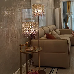 Luxury Crystal Desk Lamp Bedroom Bedside Table Lamp Retro Light Luxury Living Room Modern Crystal Floor Lamp Glossy Light LED