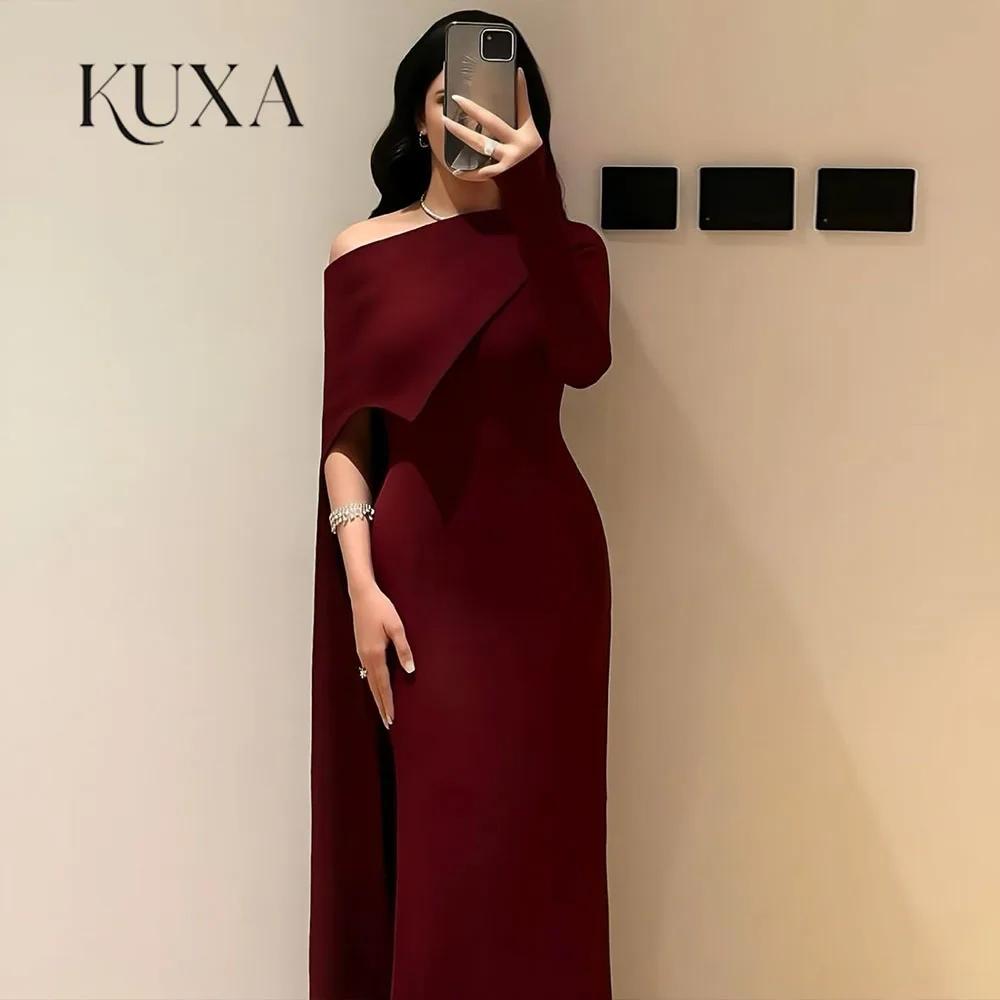 KUXA Maßgeschneiderte elegante muslimische Abendkleider im Meerjungfrau-Stil, arabische, bodenlange Ballkleider mit einer Schulter für Damen, Robes De Soirée