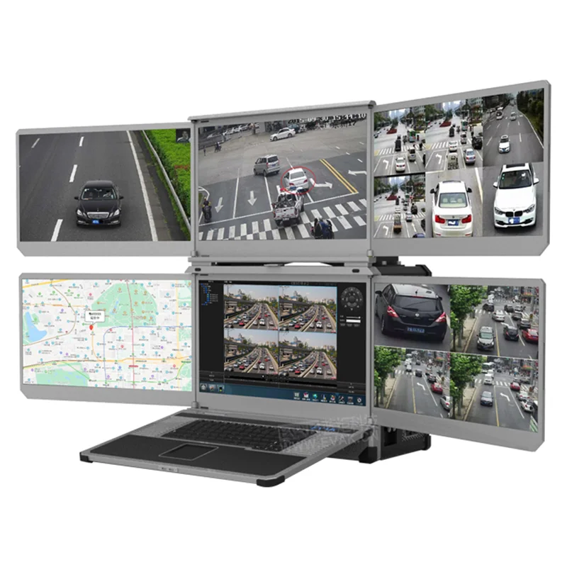 Six Screens s Portable Rugged Industrial Mobile Laptop, Graphic PC Computer Workstation With Max 2 Dual Graphics Cards