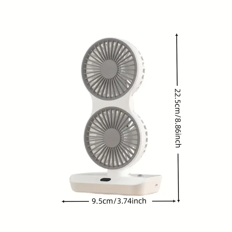 Multi Function Double Head Shaking Fan with 4 Gears Adjustable Speed HD Digital Display Night Lights Portable Cooling Fan image 6