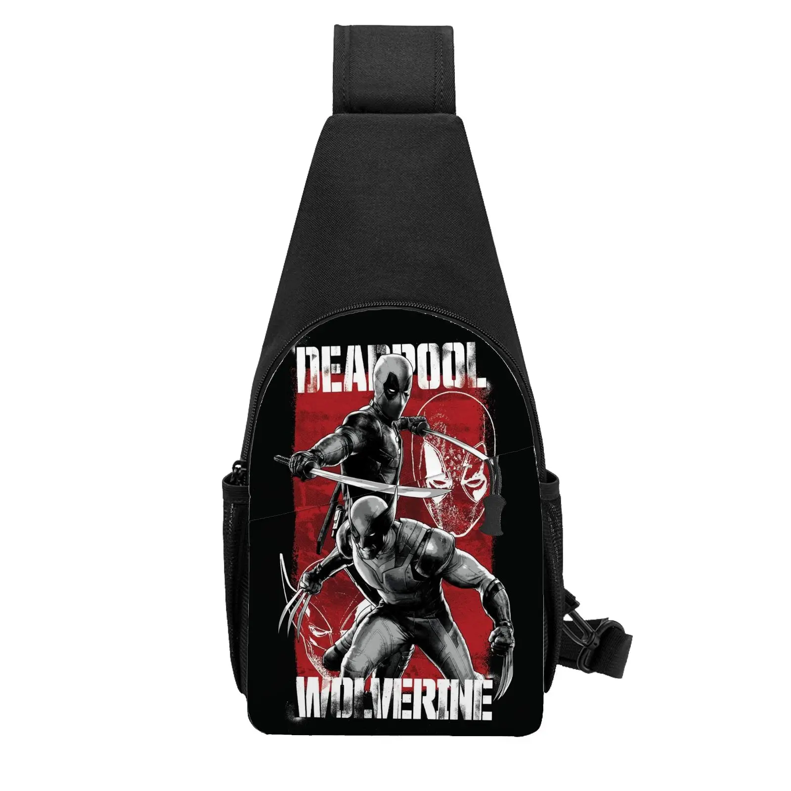 

1pc Black Red Themed Deadpool & Wolverine Crossbody Sling Bag Unisex for Gym