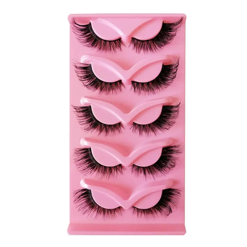 5 Paar Katzenaugen-Wimpern, künstliche Wimpern, natürliche lange Manga-Wimpern, geflügeltes Ende, verlängerte Wimpern, künstliche Wimpern, Make-up