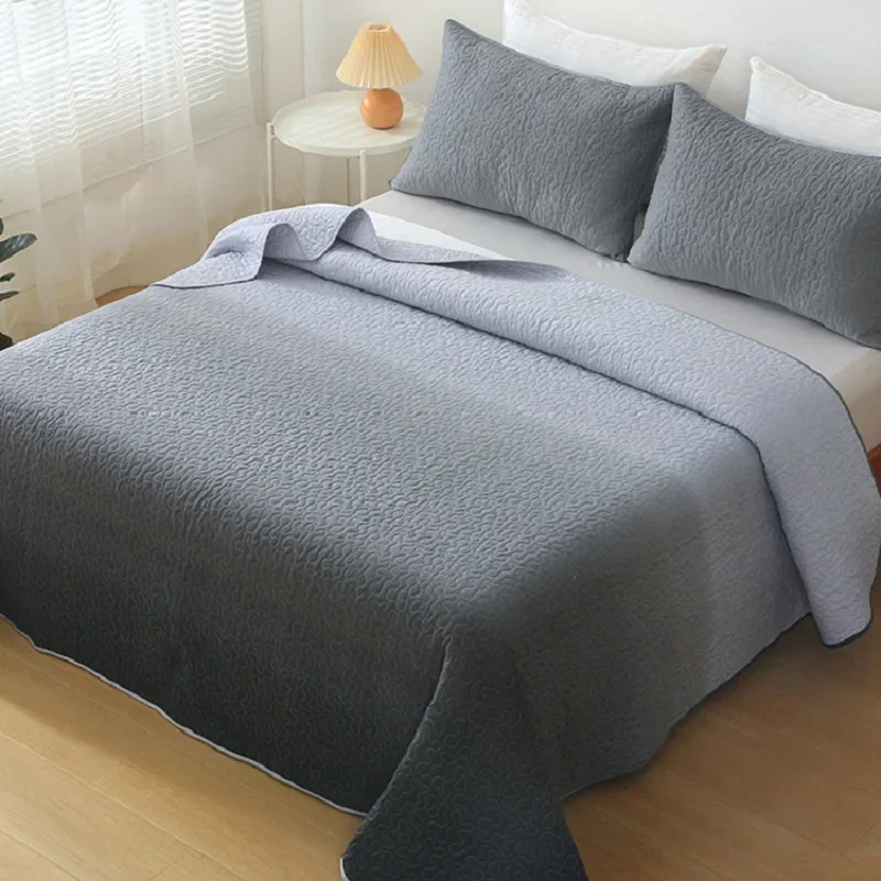 Luxury Grey Cotton Quilt Set 3PCS Bedspread on the Bed Quilted Bed Cover Padding Coverlet Summer Comforter Home Bedding Set 3pcs