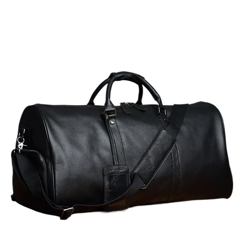 

Travel Handbag Men's Luxury Purse Top Grain Leather Large Capacity Stylish Casual Business Short Trip Weekend Getaway