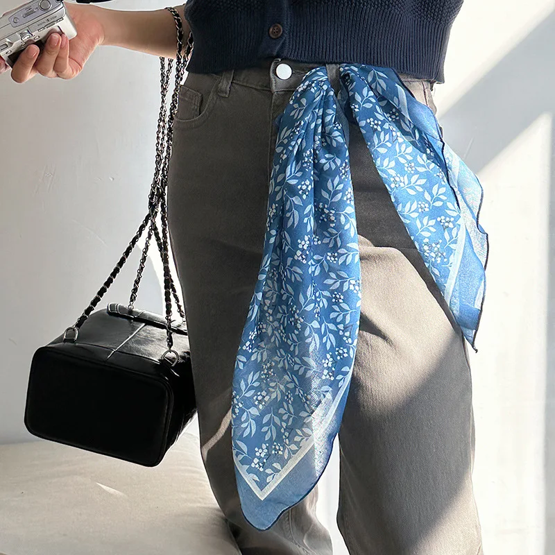 2025 New Scarf Soft Square Hair Bandana Premium Silk-Like Fashion Accessory Versatile Neck Wrap & Hair Tie for Women