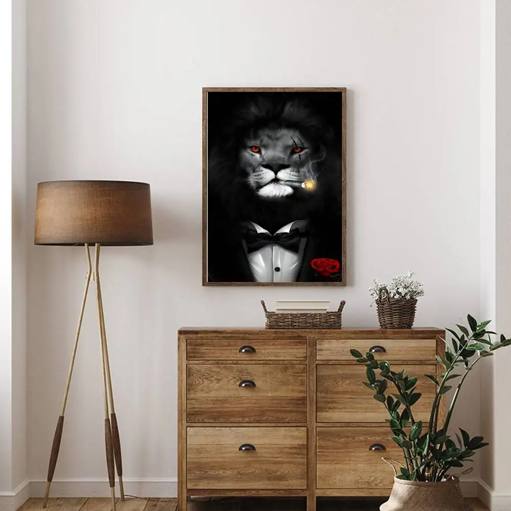 النمط الأوروبي زيبرا رئيس وجسم الإنسان فرملس الملصقات والمطبوعات الرجعية جدار الفن الحيوانات صور لديكور غرفة المعيشة المنزلي