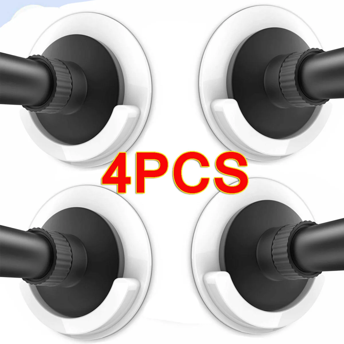 

4Pc Strong Adhesive Curtain Rod Holder Hooks Wall Mount Bathroom Shower Rod Tension Retainer No Drilling Stick Closet Accessory
