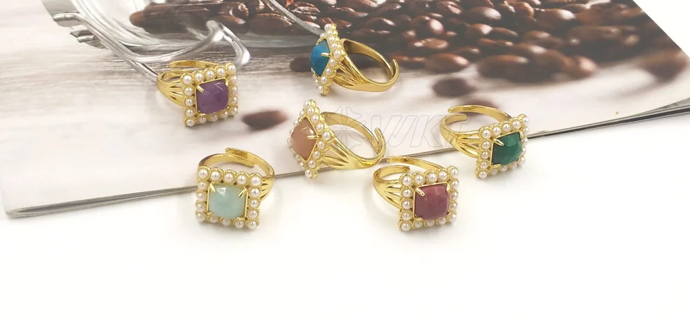 

WT-MPR077 WKT 2023 Irregular Style Natural Gemstone Gold Plated Adjustable HOT Design Ring Women Wedding Gift Accessorie Trendy