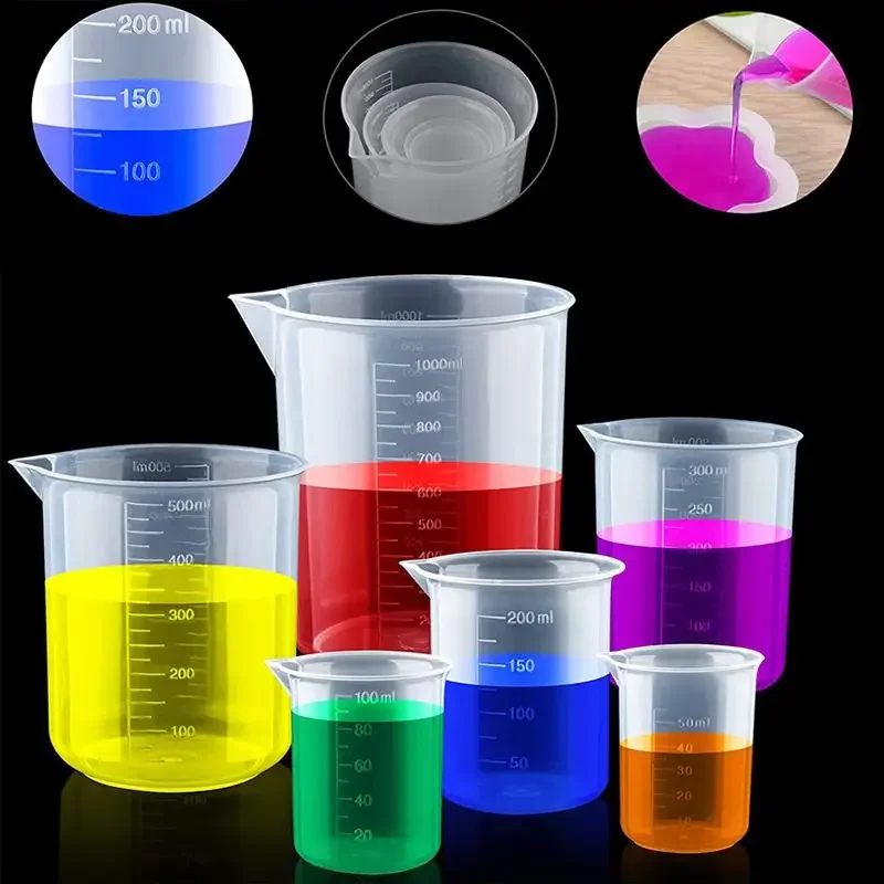 10/25/50/100/150/250/500/100 0ml Klare Kunststoff Absolvierte messbecher Flüssigkeit Messbecher, graduation Epoxy Harz Tassen – Detail 1