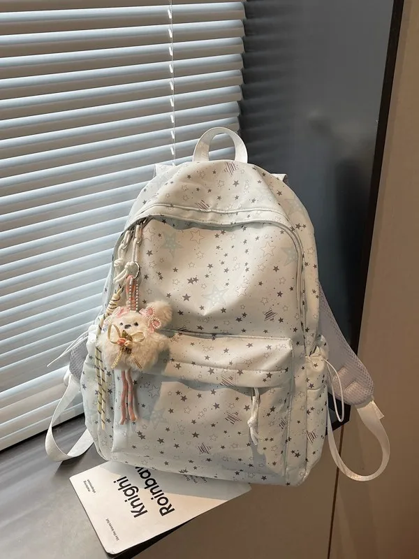 Cartoon All Over Star Backpack Three Colors Available Wear Resistant Fabric Light Large Capacity High School Travel Backpack