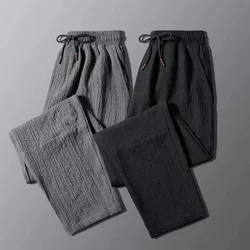 Spring/Summer/Autumn New Ultra thin Linen Casual Pants for Men's Straight Loose Large Size Sports Pants Cool and Comfortable 5XL