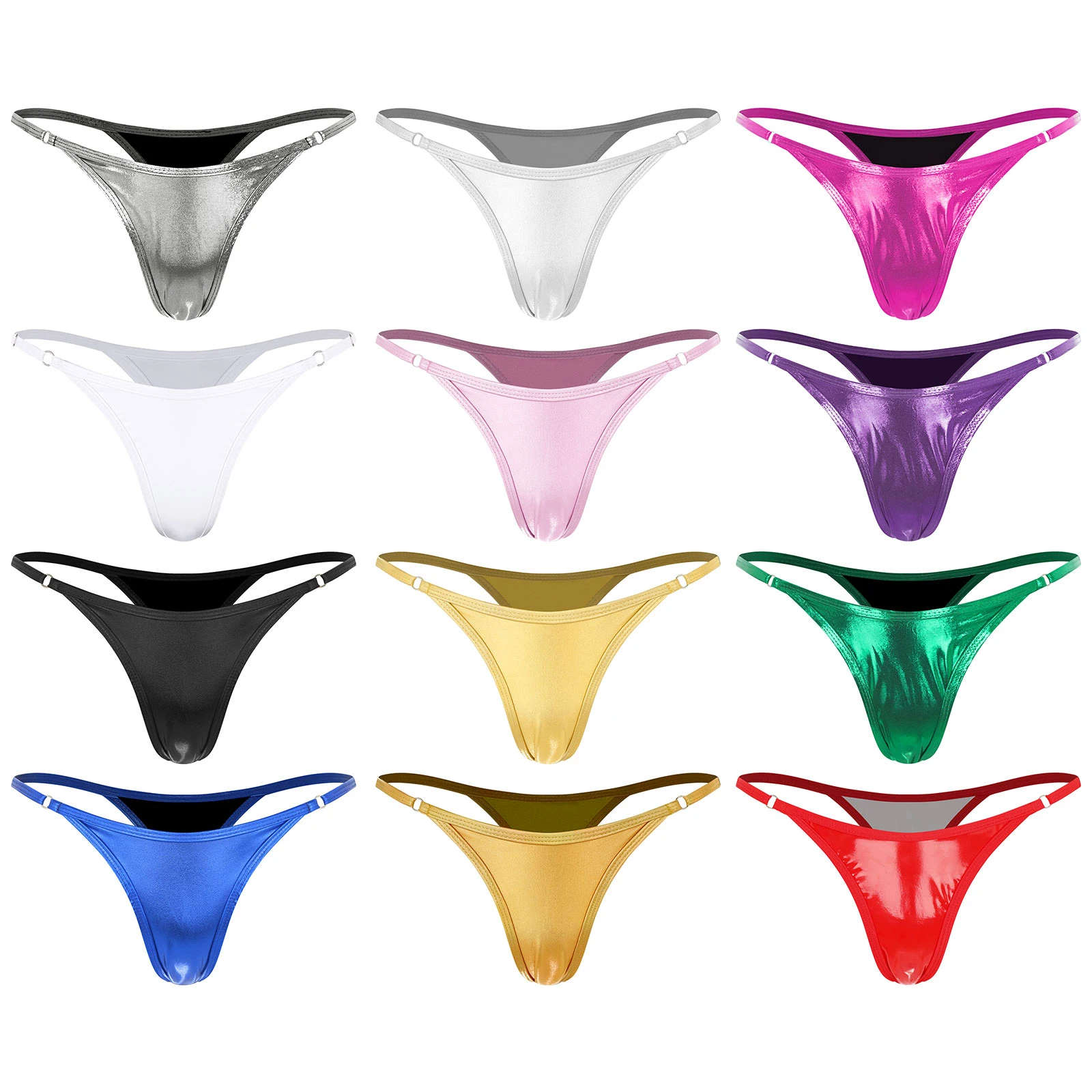 Women Metallic Shiny Micro Briefs Sexy Panties Mini G-string Thongs T-Back Sexy Lingerie Pool Party Swimsuit Bottom Clubwear