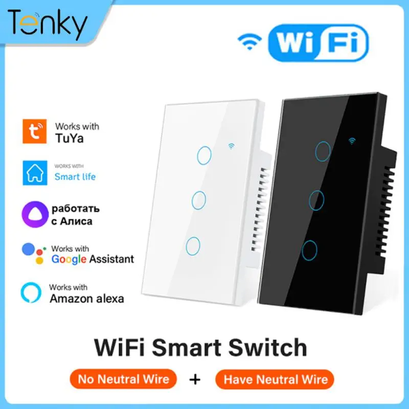 Tenky WiFi US Smart Light Switch Wireless Smart Switch Touch Sensor Panel Tuya Smart Life APP Control Support Alexa Google Home