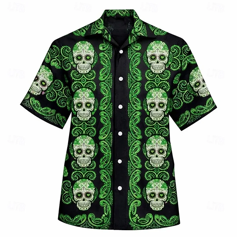 Hawaiian Style Palm Tree Floral Short Sleeved Shirt for Men, Tropical Island Vacation Beach Shirt, Beach Casual Flower Shirt
