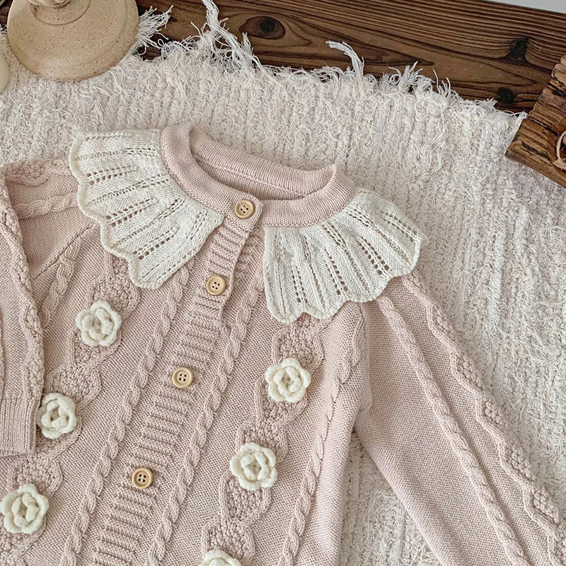 2024 New Autumn Baby Clothing Toddler Baby Girl Knitted Romper Infant Baby Girls Knitted Jumpsuit Korean Style Climbing Suit