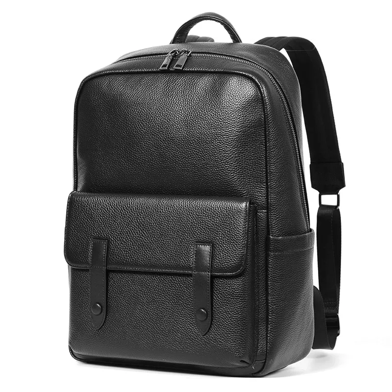 High Quality Genuine Leather Men\'s Backpack Large Capacity Laptop Bag School Backpack Male Shoulder Bag Leather Travel Backpacks