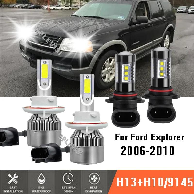 

Combo 9008+9145 LED White Headlight High/Low Beam fog Light Bulbs Kit For Ford Explorer 2006-2010 2006 2007 2008 2009 2010