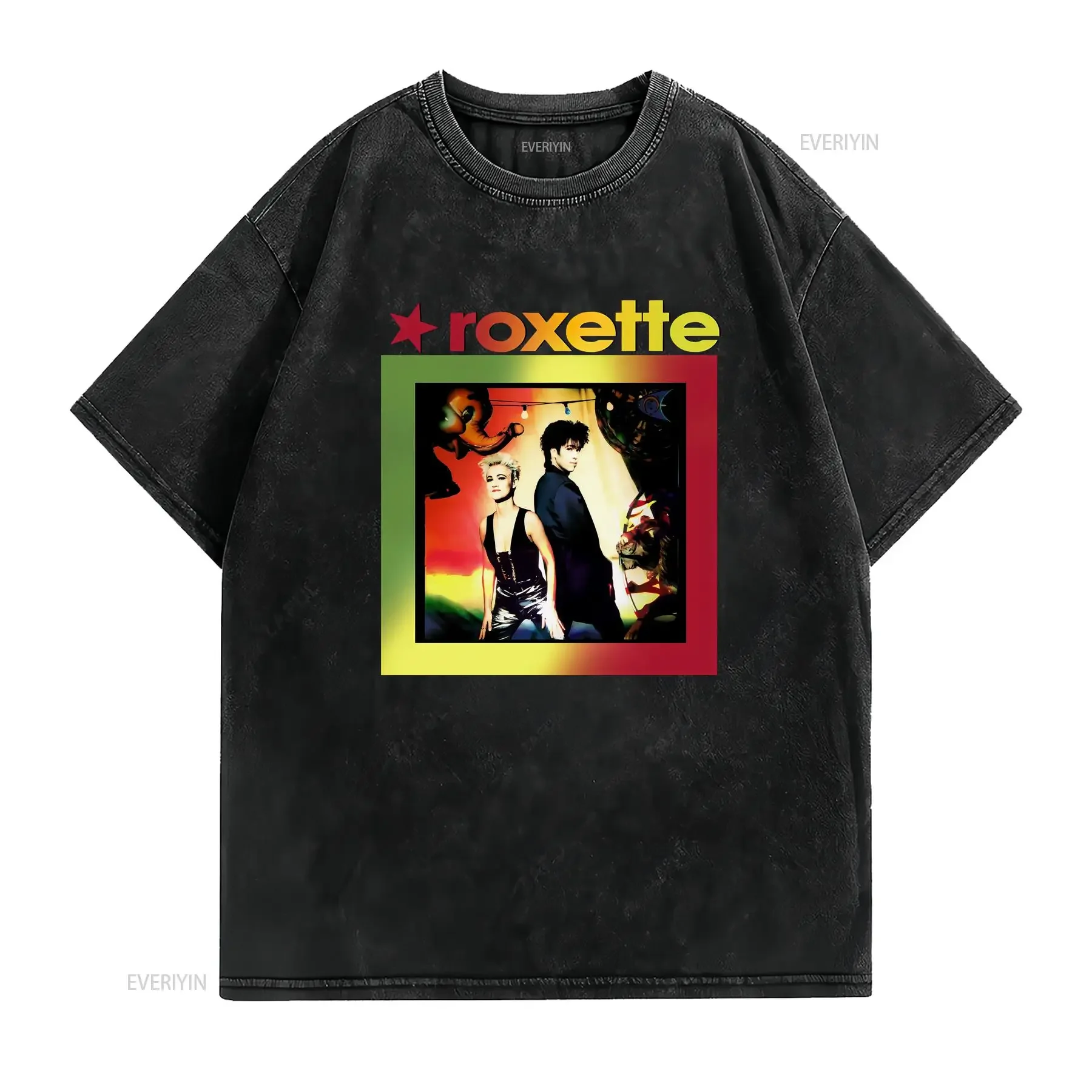 Vintage 90s Roxette World Tour 91 92 shirt Fan S 5XL Washed Top For Everyday Wear Breathable Soft Casual vintage Washed