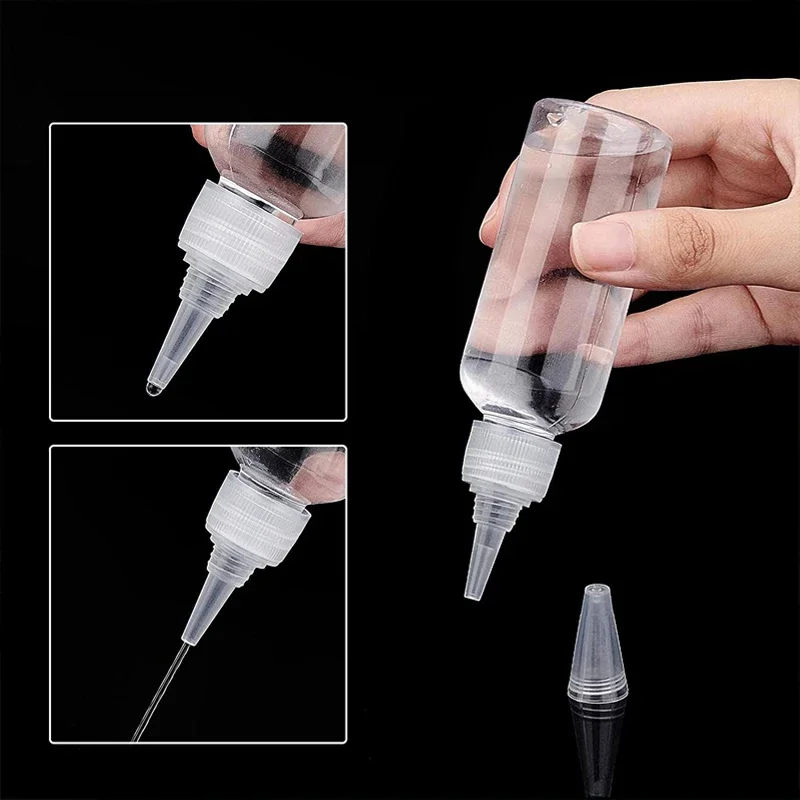 Bouteilles d'encre vides en plastique transparent de 10 à 100ml, avec couvercle à bouche tranchante, compte-gouttes à presser, récipient d'échantillon pour peinture, colle, Pigment, 10 pièces