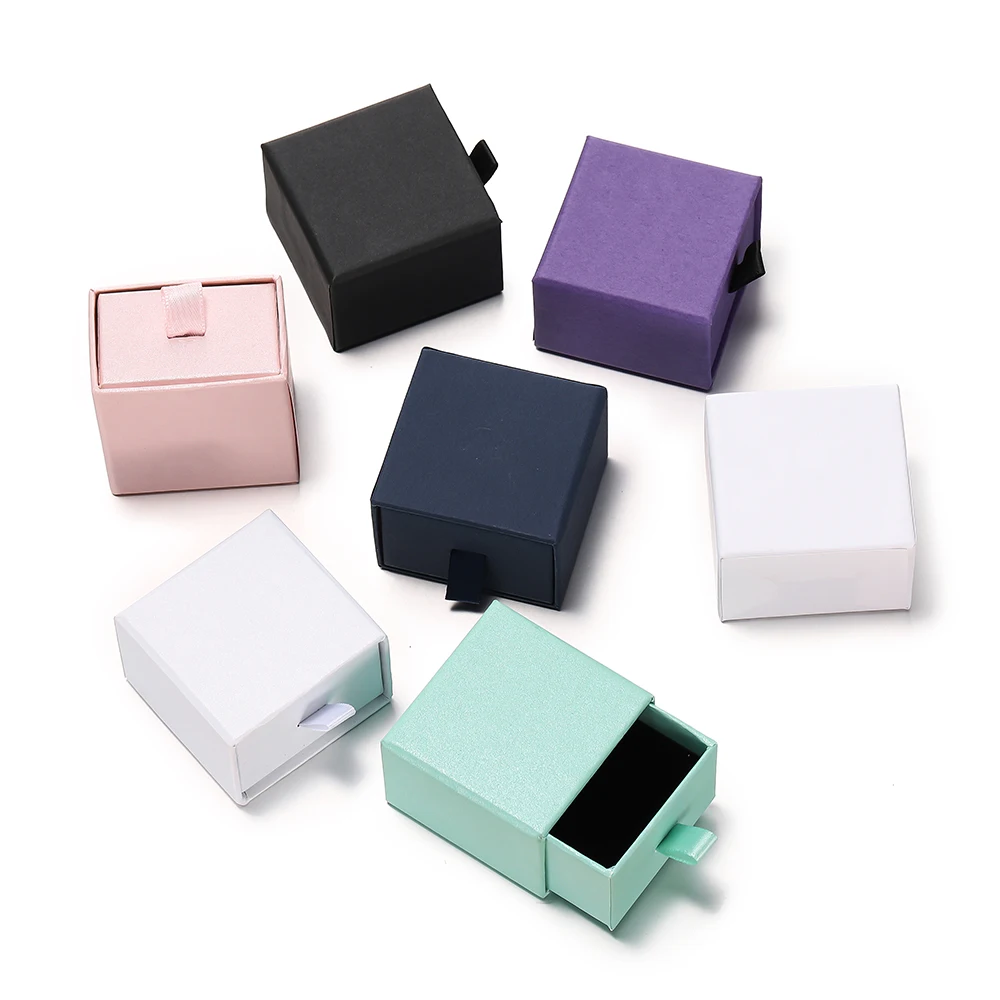 Creative Drawer Jewelry Packaging Box Necklace Ring Earing Bracelet Storage Organizer Display Stand Solid Color Paper Gift Boxes