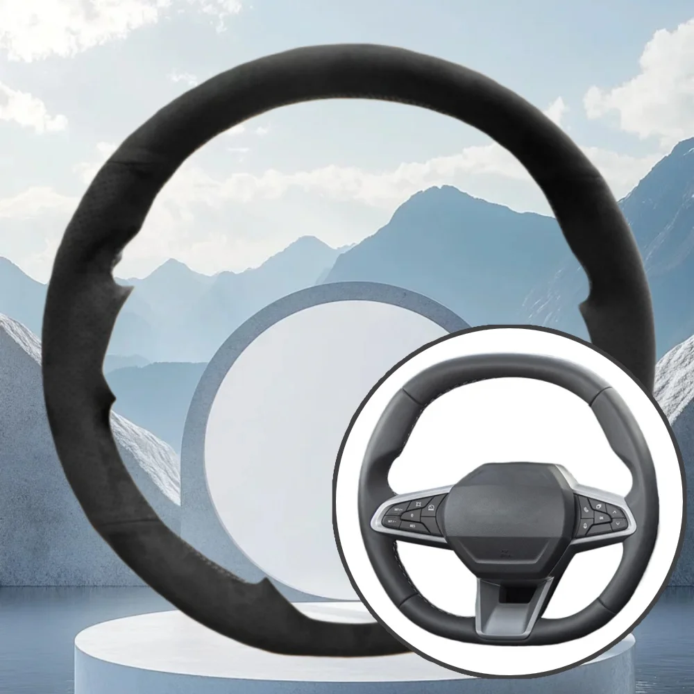 Customization Car Steering Wheel Braid Cover For Dacia Duster Spring 2024 2025 Hand Sewing Soft Suede Car Interior Accessories