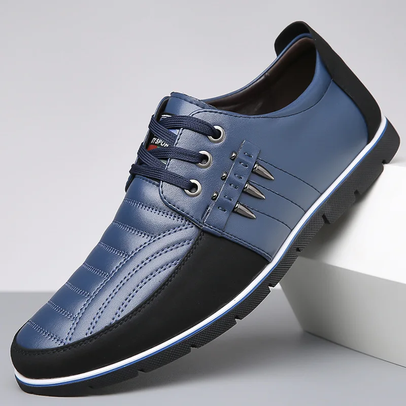 Men's shoes casual trend 47 yards hole 48 leather lace-up inner height increase single