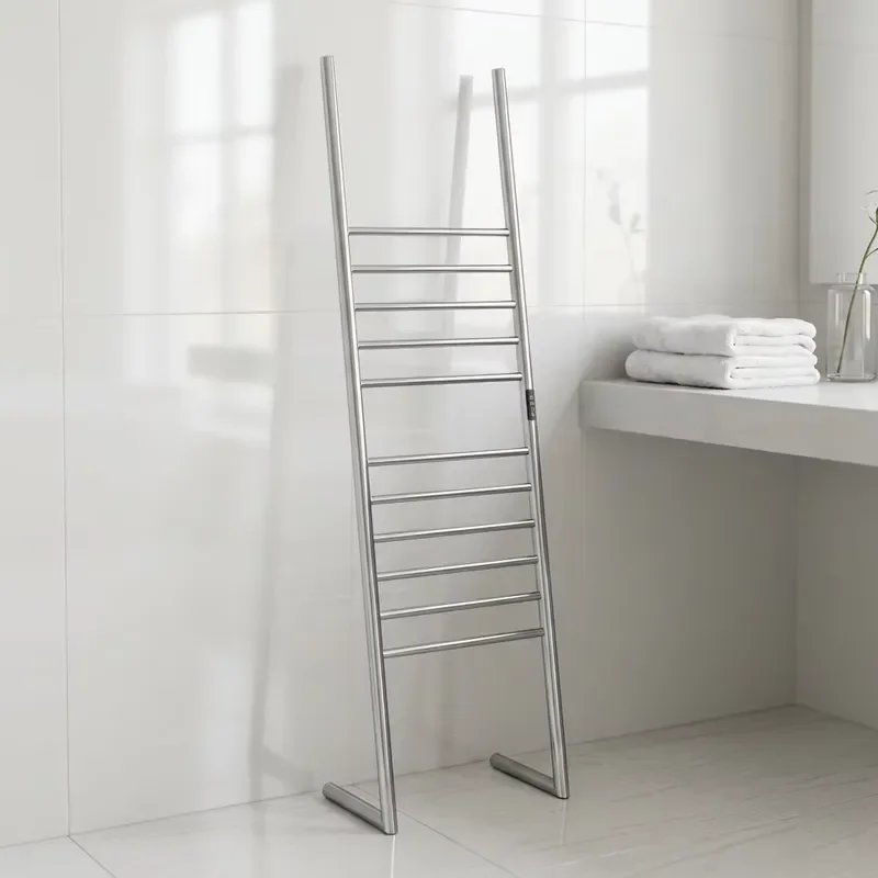 Electric Towel Warmer SUS304 Stainless Steel Mirror Polished Floor Standing Rack Energy Saving Heating Bar for Hotel Bathroom