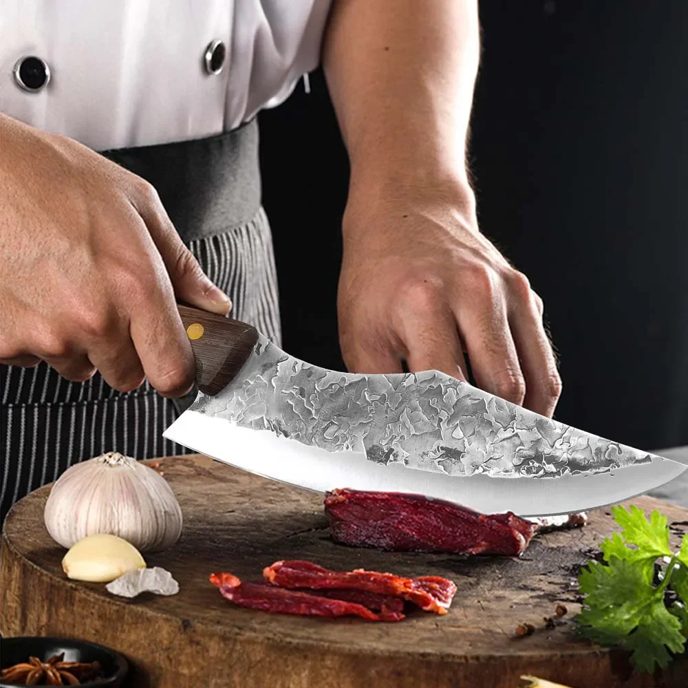 Hand Forged Blade Kitchen Knives Cleaver Meat Chopping Vegetables Butcher Boning Knife Wood Handle Chef Knife Slicing Fish Meat