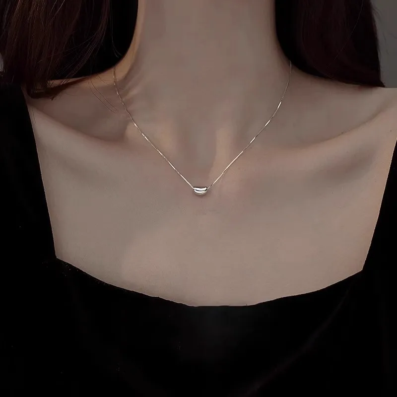 925 Sterling Silver Jumble-beads Pendant Necklace for Women Fashion Ball Beads Necklace with Box Chain 40CM+5cm Party Jewelry