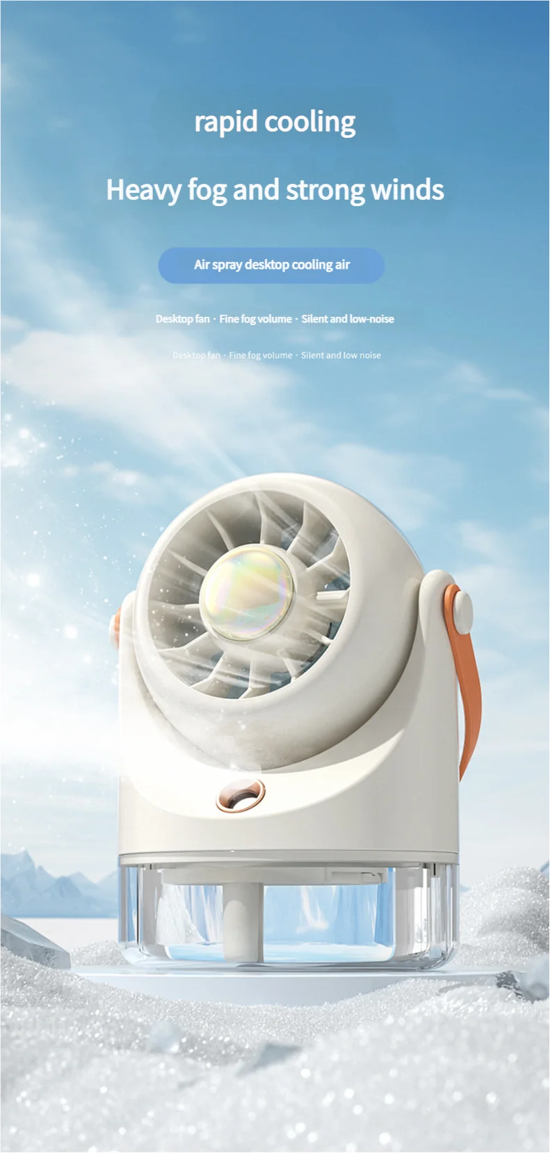 MEET SUN USB-Lade-Mini-Ventilator, Tisch-Sprühklimaanlage, 3-stufiger Klimaventilator mit Wasserkühlung, USB-Typ – Detail 1