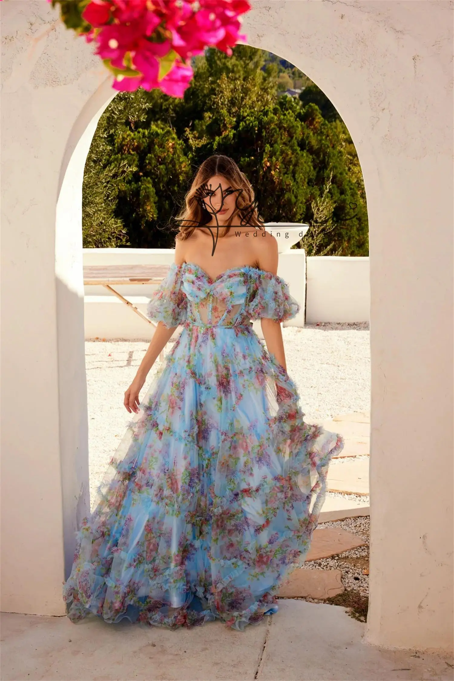 

Customized Flowers Cocktail Dress Women Sexy American Style Blue Tulle Customized 2026 Women's Formal Evening Gowns New Collect