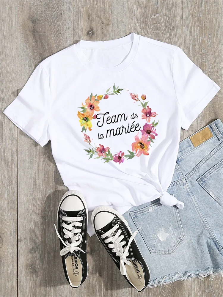 

Team Bride Bachelorette Wedding Party Woment-Shirts Fashion Clothing Short Sleeve Clothes Summer Female Tee Graphic Tshirt