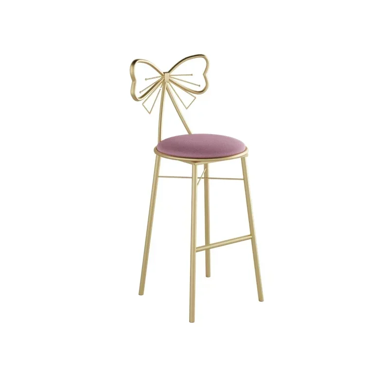 European Gold Bar Stool Luxury Metal Faux Leather Modern High Bar Chairs