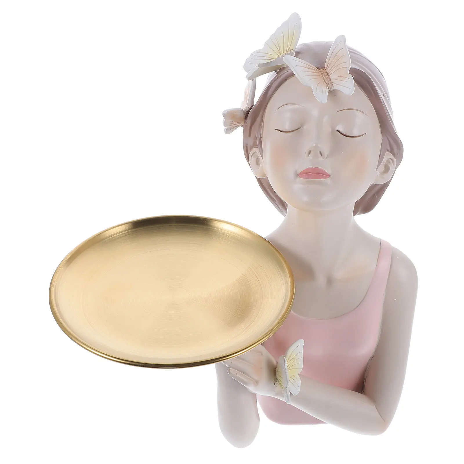 

1Pcs Butterfly Girl Decorative Tray Resin Key Holder Storage Organizer Household Adornment Creative Porch Decoration